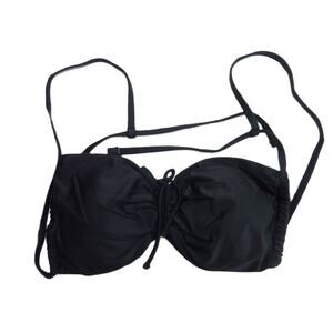 NWT Aerie Swim Black Scrunchie Bandeau Bikini Top XL